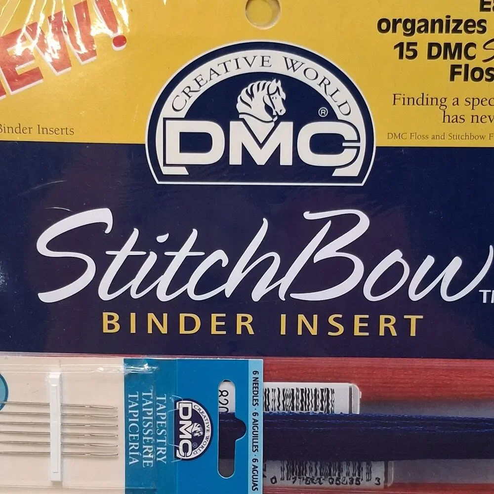 DMC Cross Stitch w/60 Bow Floss Holders 2 Inserts Embroidery Organizer Needles